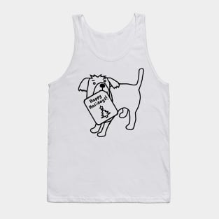 Cute Dog says Happy Holidays Christmas Minimal Tank Top